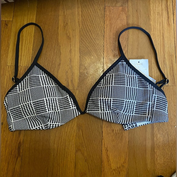 L*Space Helena Bikini Top in Best I Ever Plaid, Size Small, Black Piping, NWT - Picture 10 of 13